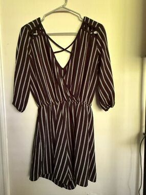 Rags to Wishes V-Neck Women's Dress in Black and White